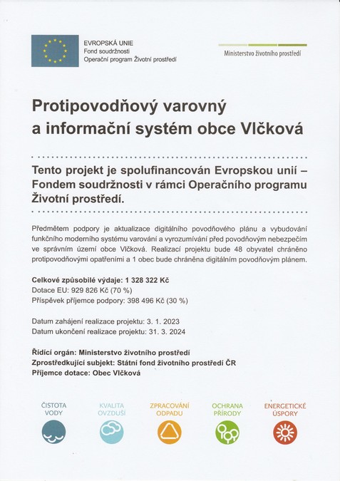 Protipovodňový varovný a informační systém obce Vlčková